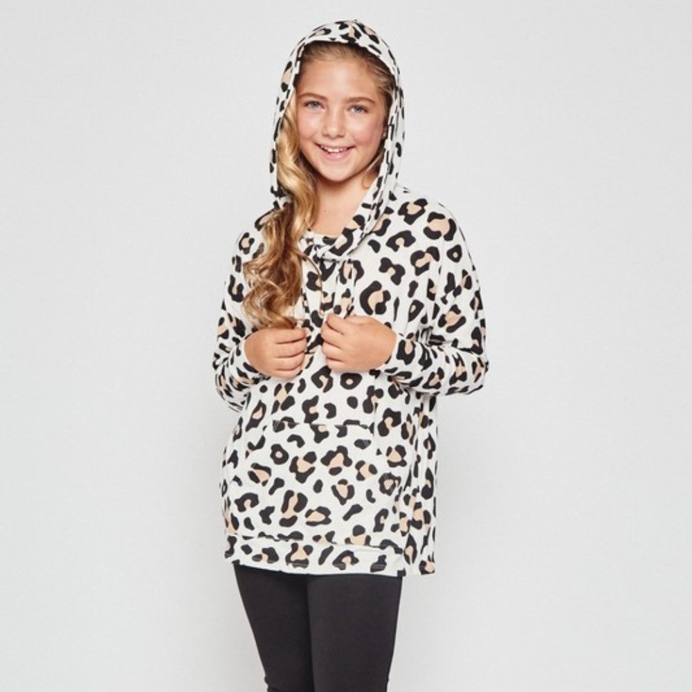 NWT Girls Leopard Tie Hoodie